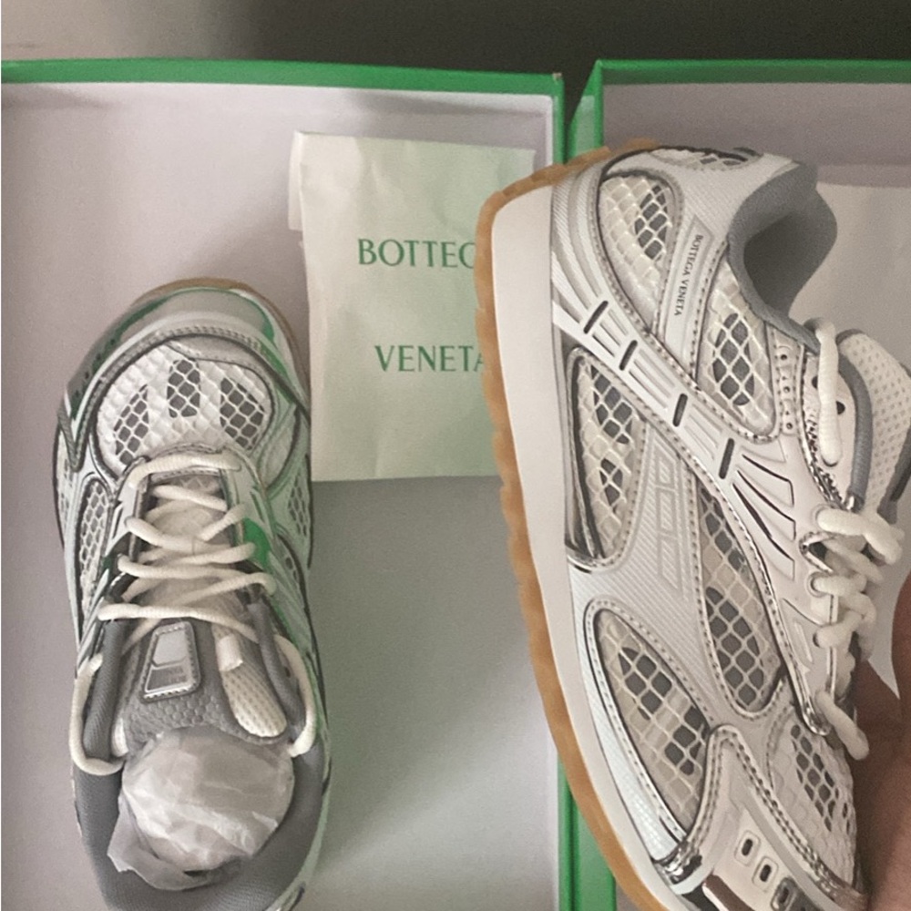 Bottega Veneta White and Gray Sneakers